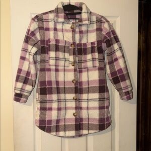 Plaid Kids Jacket in Purple and Cream